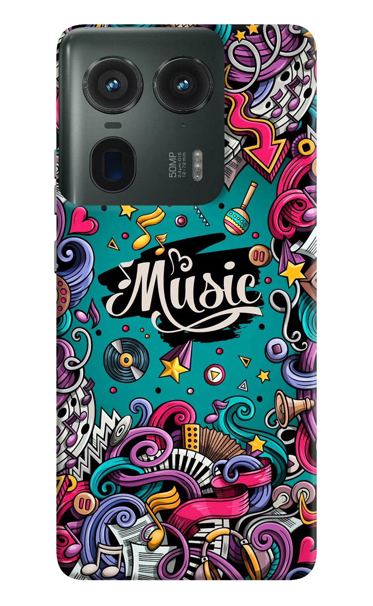 Music Graffiti Moto Edge 50 Ultra 5G Hard Case Back Cover by Casekaro