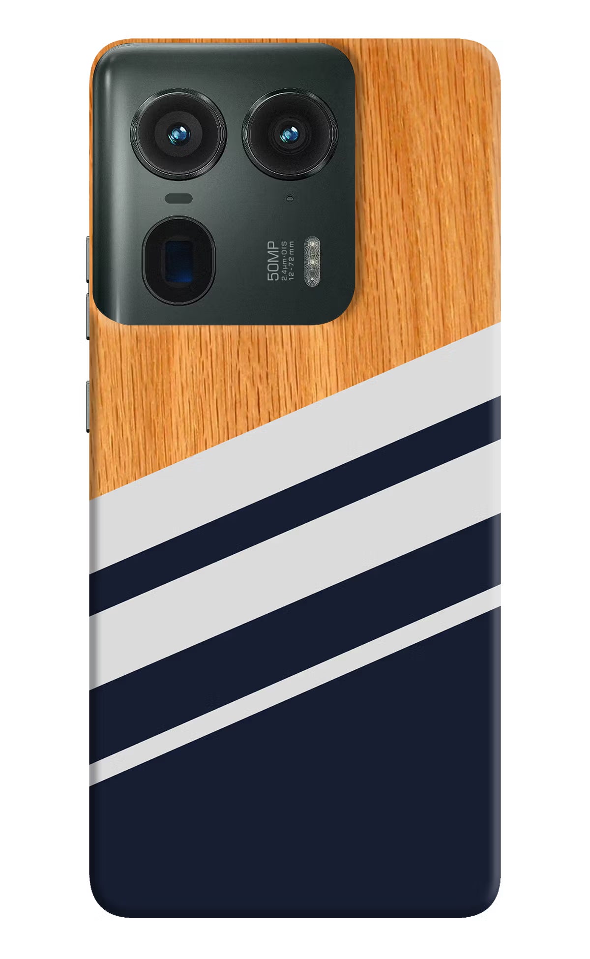 Blue and white wooden Moto Edge 50 Ultra 5G Hard Case Back Cover by Casekaro