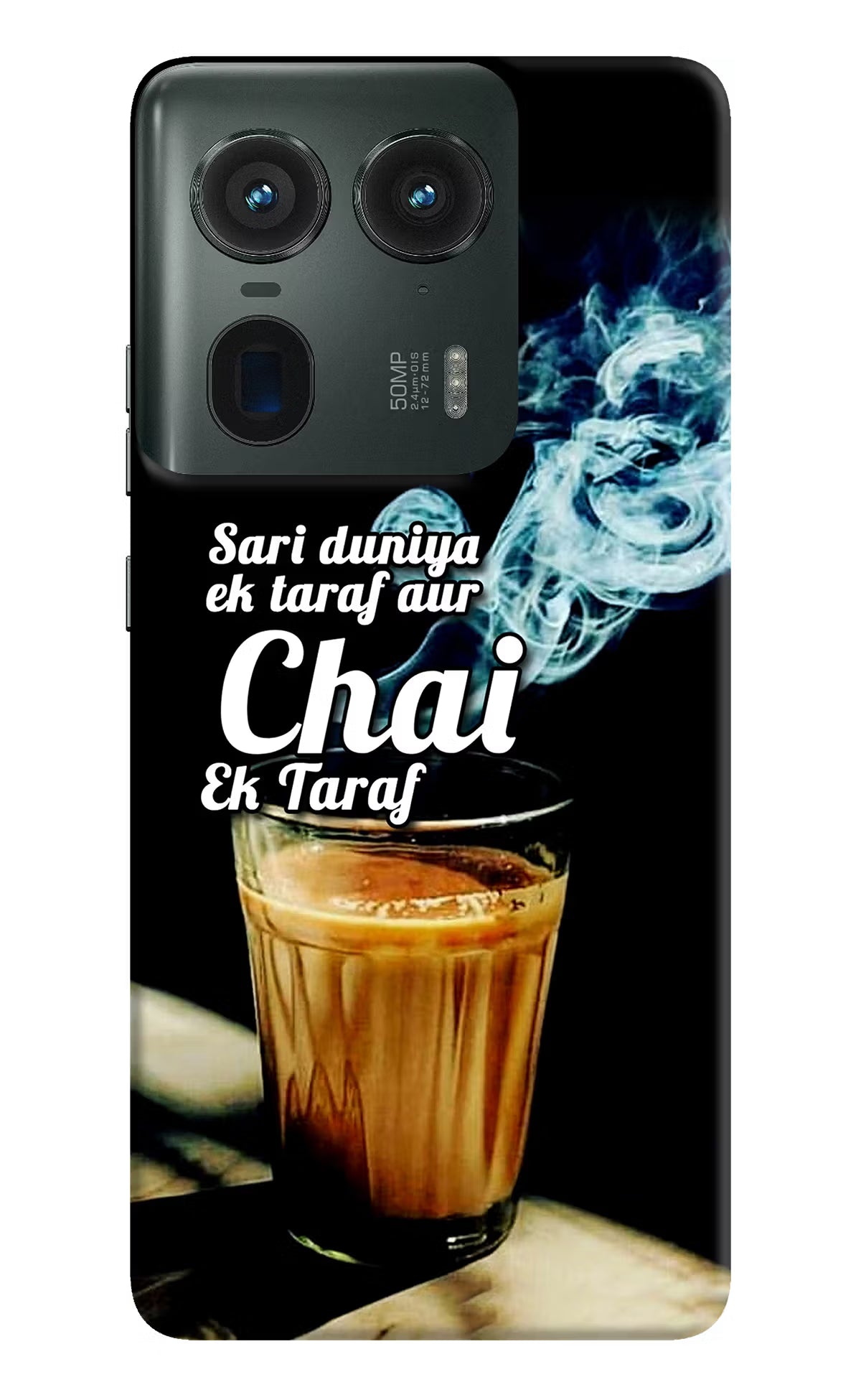 Chai Ek Taraf Quote Moto Edge 50 Ultra 5G Hard Case Back Cover by Casekaro