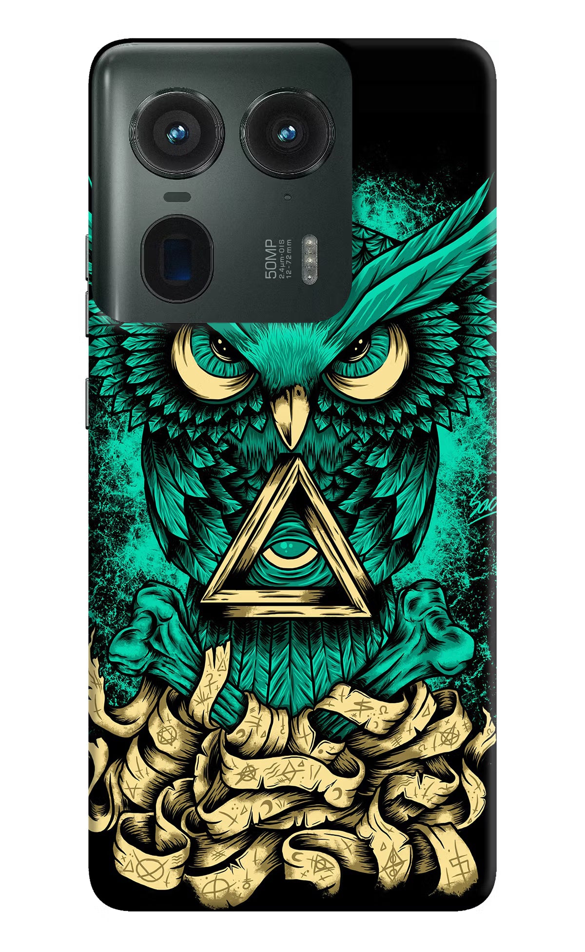 Green Owl Moto Edge 50 Ultra 5G Hard Case Back Cover by Casekaro