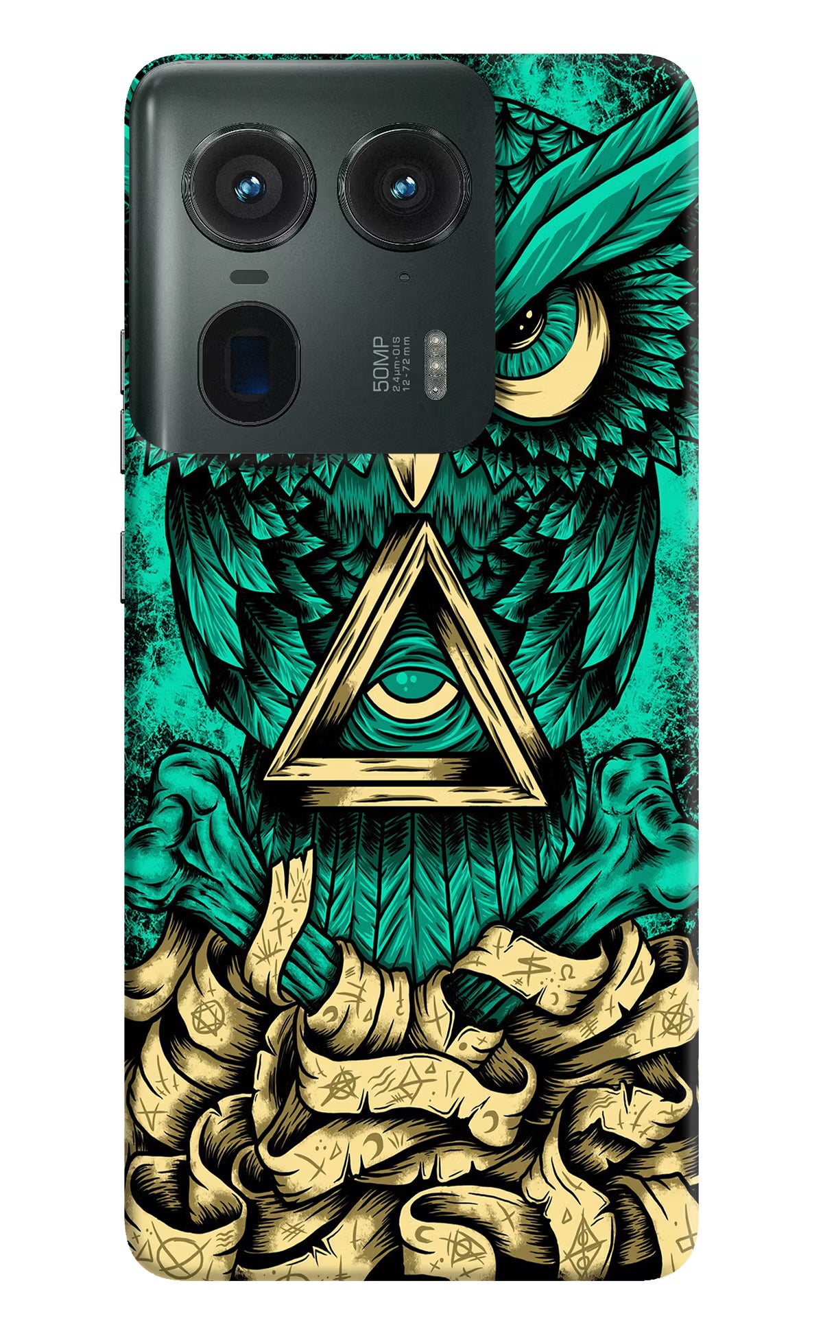 Green Owl Moto Edge 50 Ultra 5G Hard Case Back Cover by Casekaro