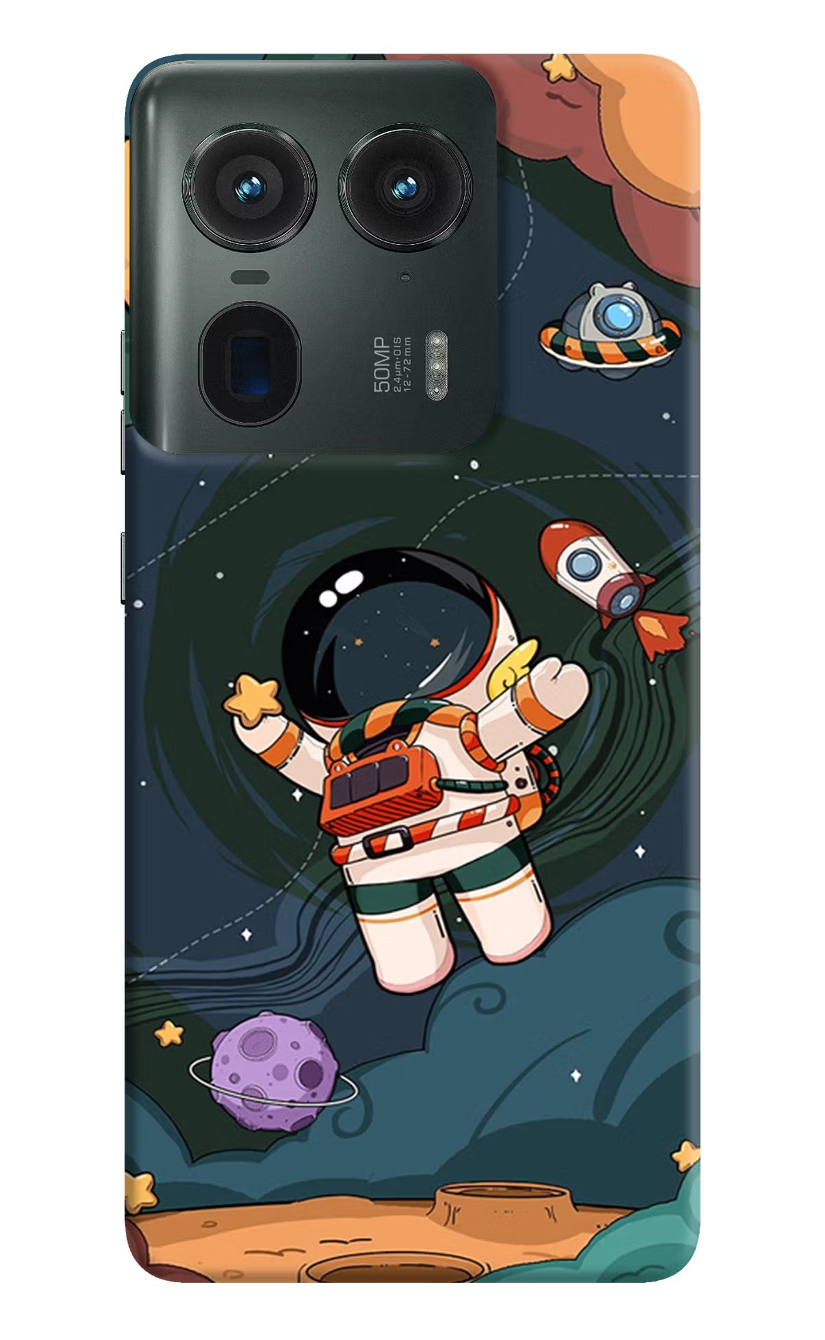 Cartoon Astronaut Moto Edge 50 Ultra 5G Hard Case Back Cover by Casekaro