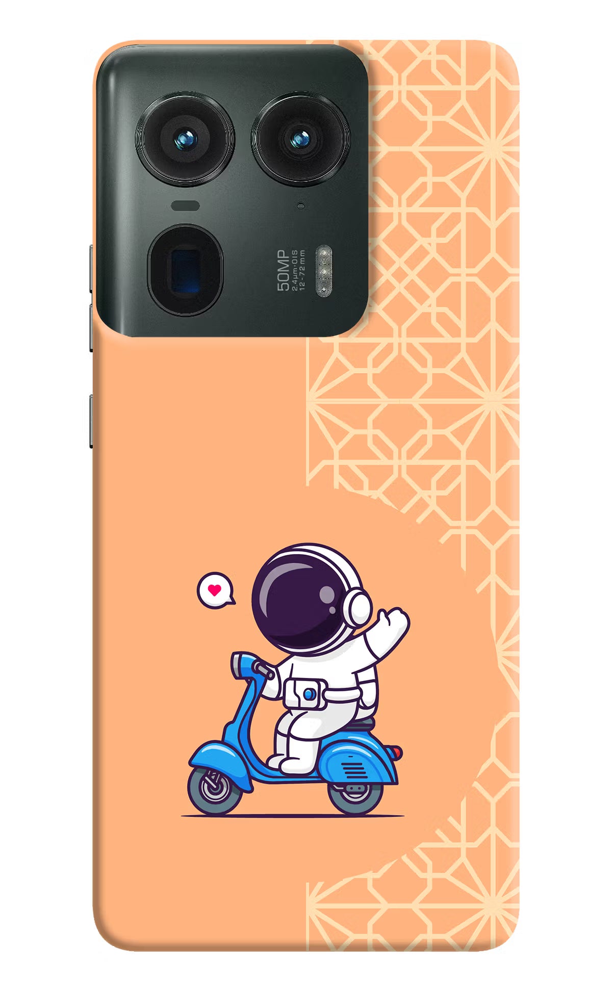 Cute Astronaut Riding Moto Edge 50 Ultra 5G Hard Case Back Cover by Casekaro
