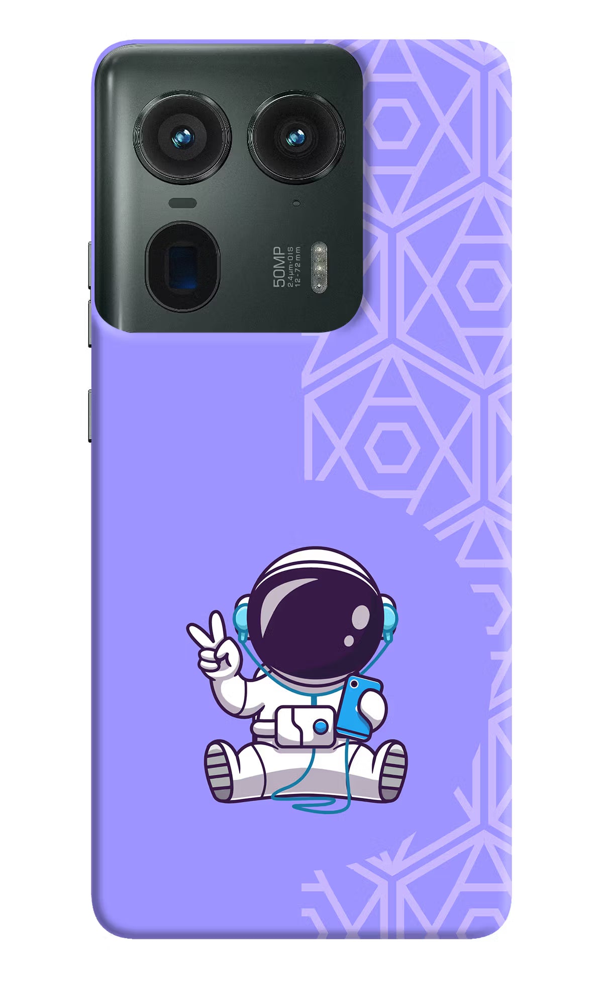 Cute Astronaut Chilling Moto Edge 50 Ultra 5G Hard Case Back Cover by Casekaro