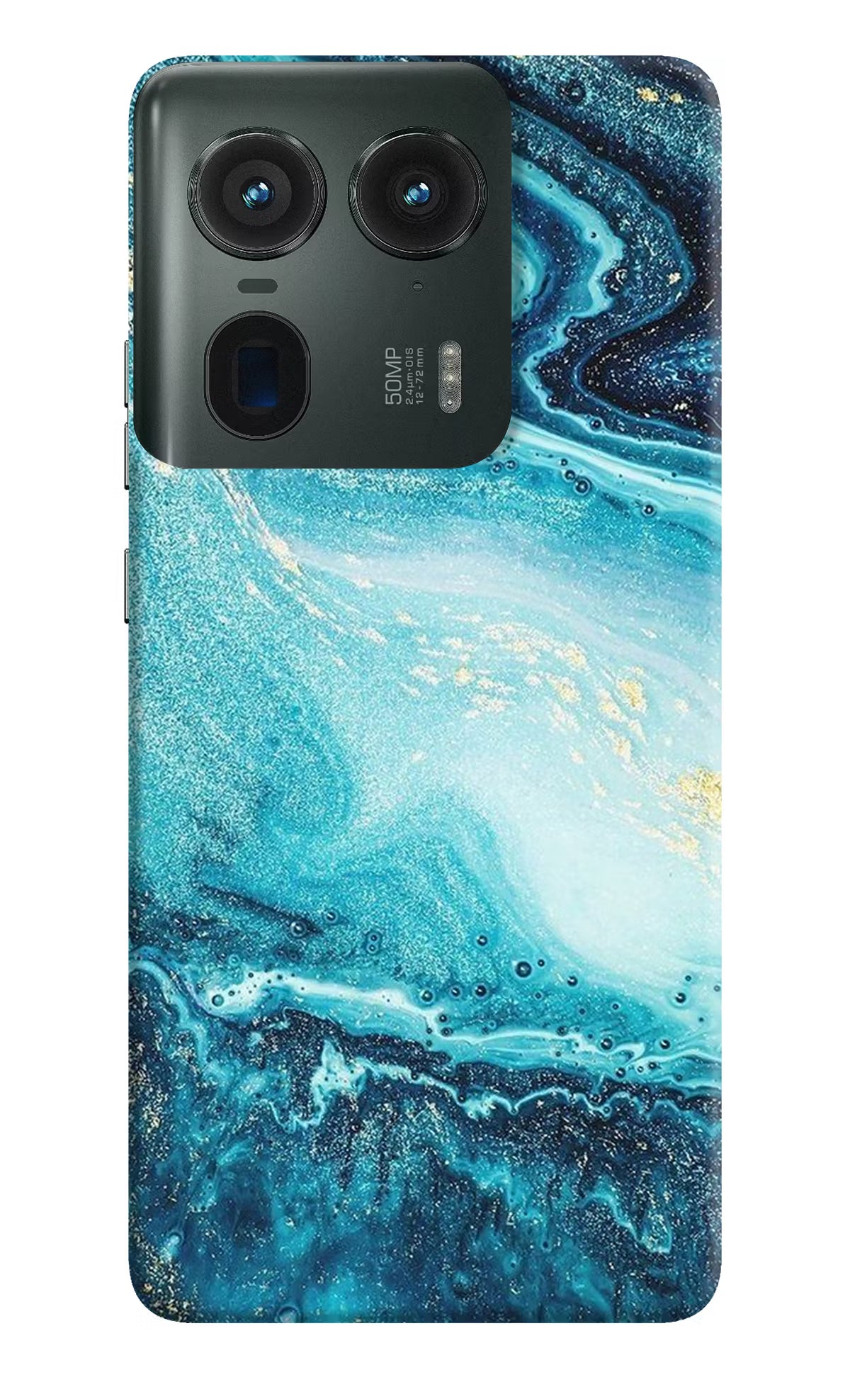 Blue Glitter Marble Moto Edge 50 Ultra 5G Hard Case Back Cover by Casekaro