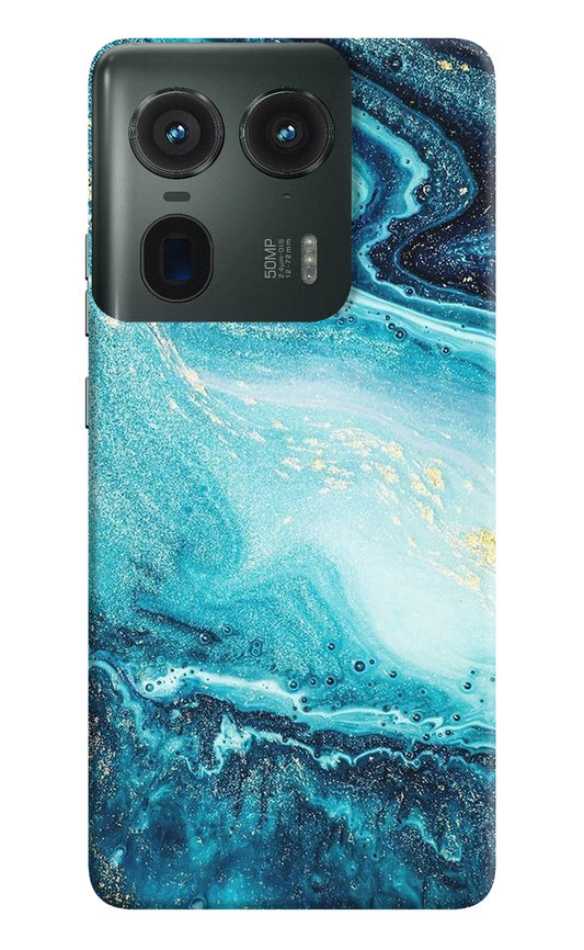 Blue Glitter Marble Moto Edge 50 Ultra 5G Hard Case Back Cover by Casekaro