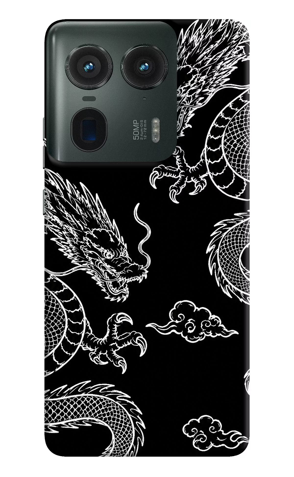 Twin Dragons Moto Edge 50 Ultra 5G Hard Case Back Cover by Casekaro