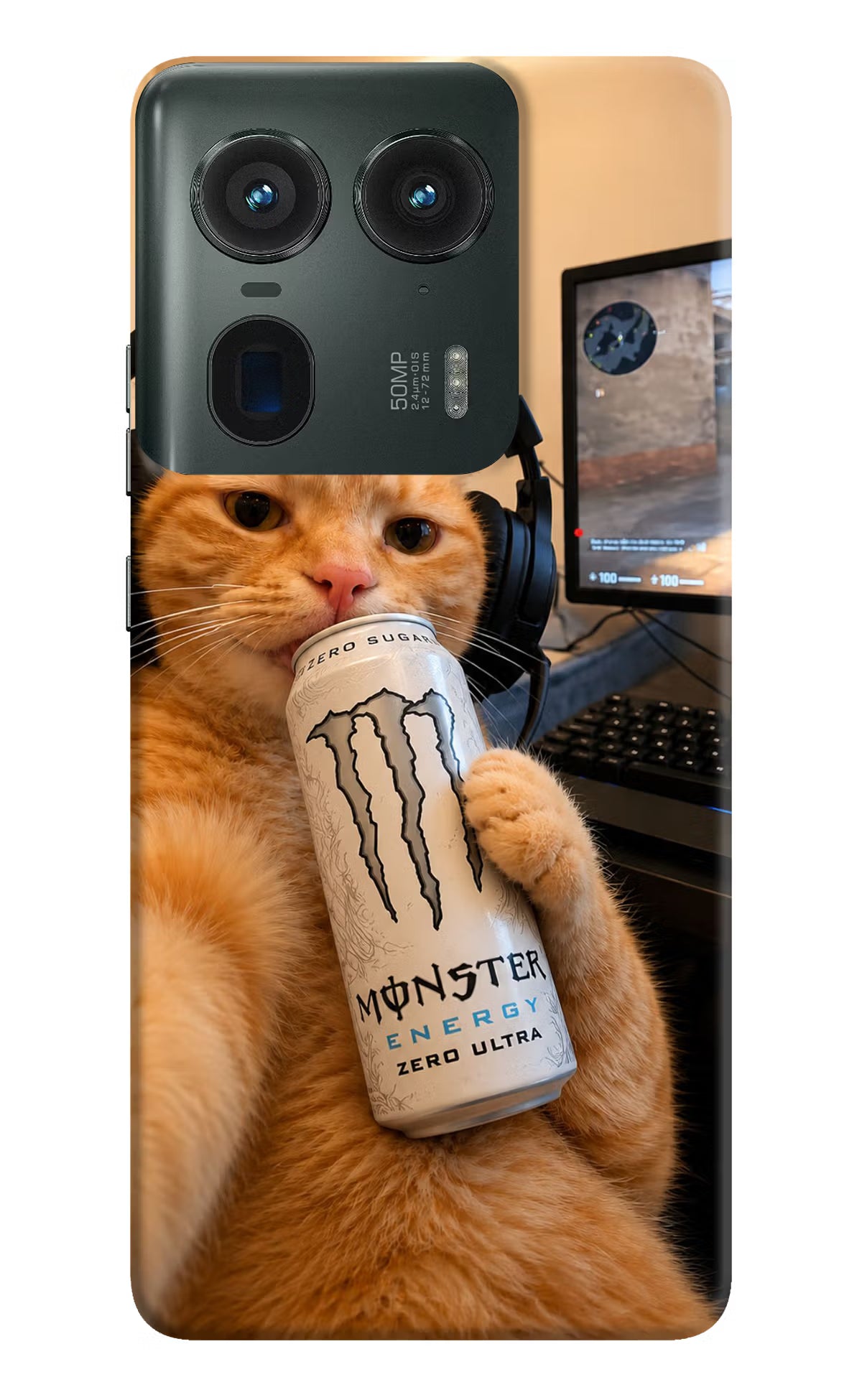 Gamer Cat Energy Moto Edge 50 Ultra 5G Back Cover