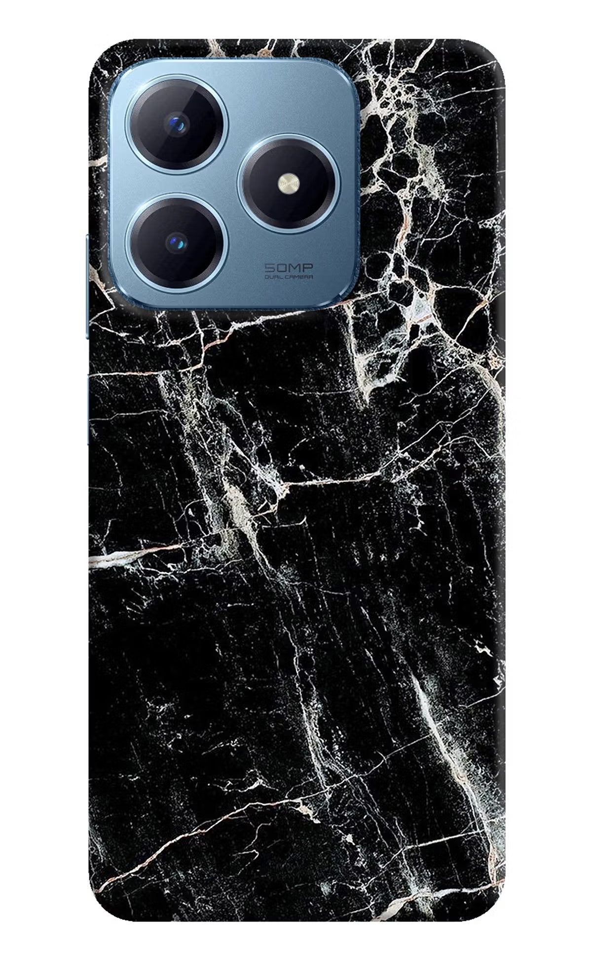Black Marble Texture Realme Narzo N63 Hard Case Back Cover by Casekaro