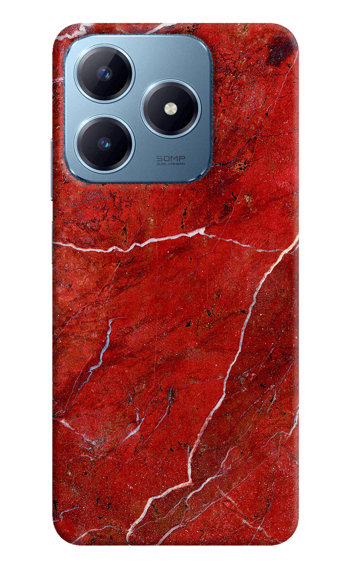 Red Marble Design Realme Narzo N63 Hard Case Back Cover by Casekaro