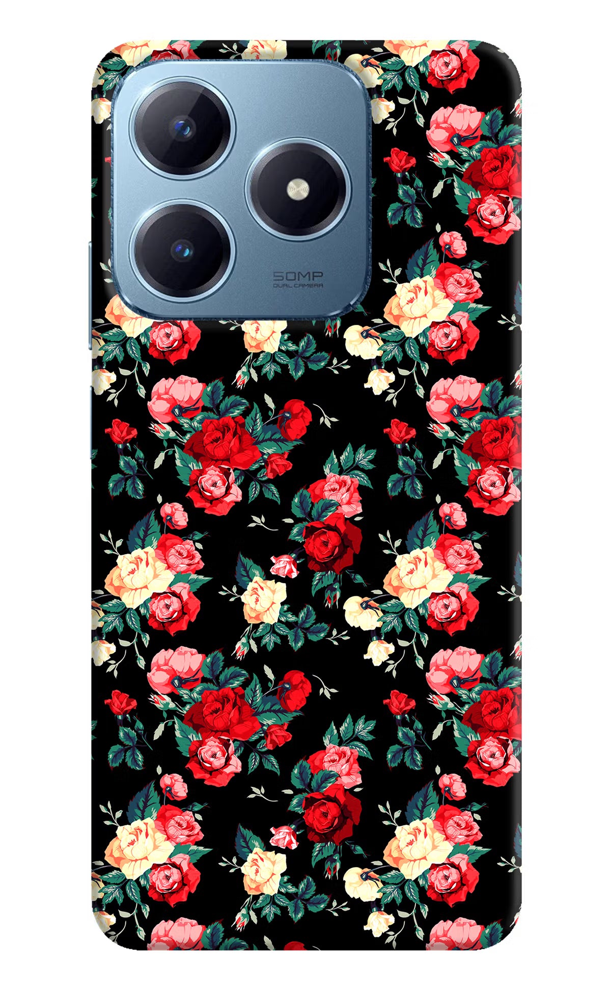 Rose Pattern Realme Narzo N63 Hard Case Back Cover by Casekaro