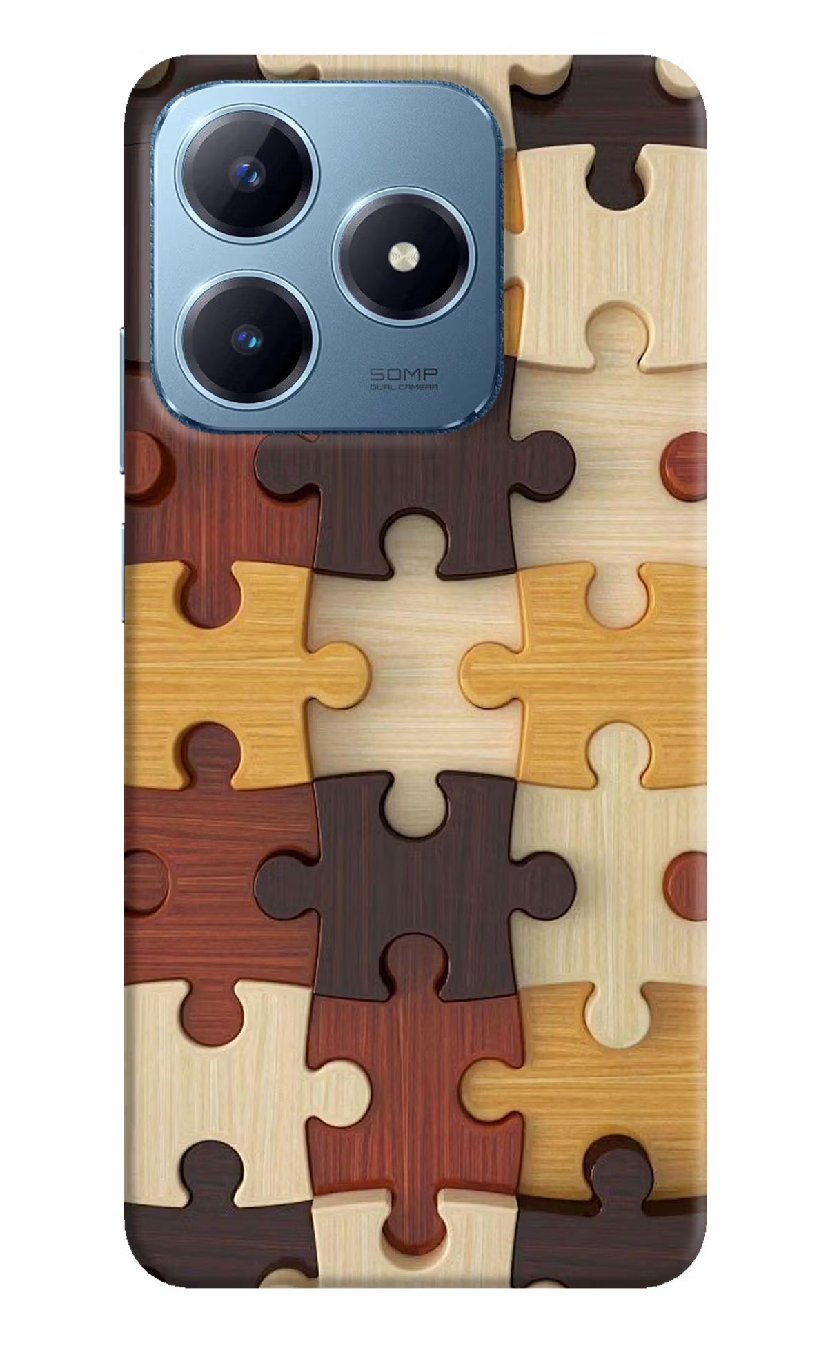 Wooden Puzzle Realme Narzo N63 Hard Case Back Cover by Casekaro