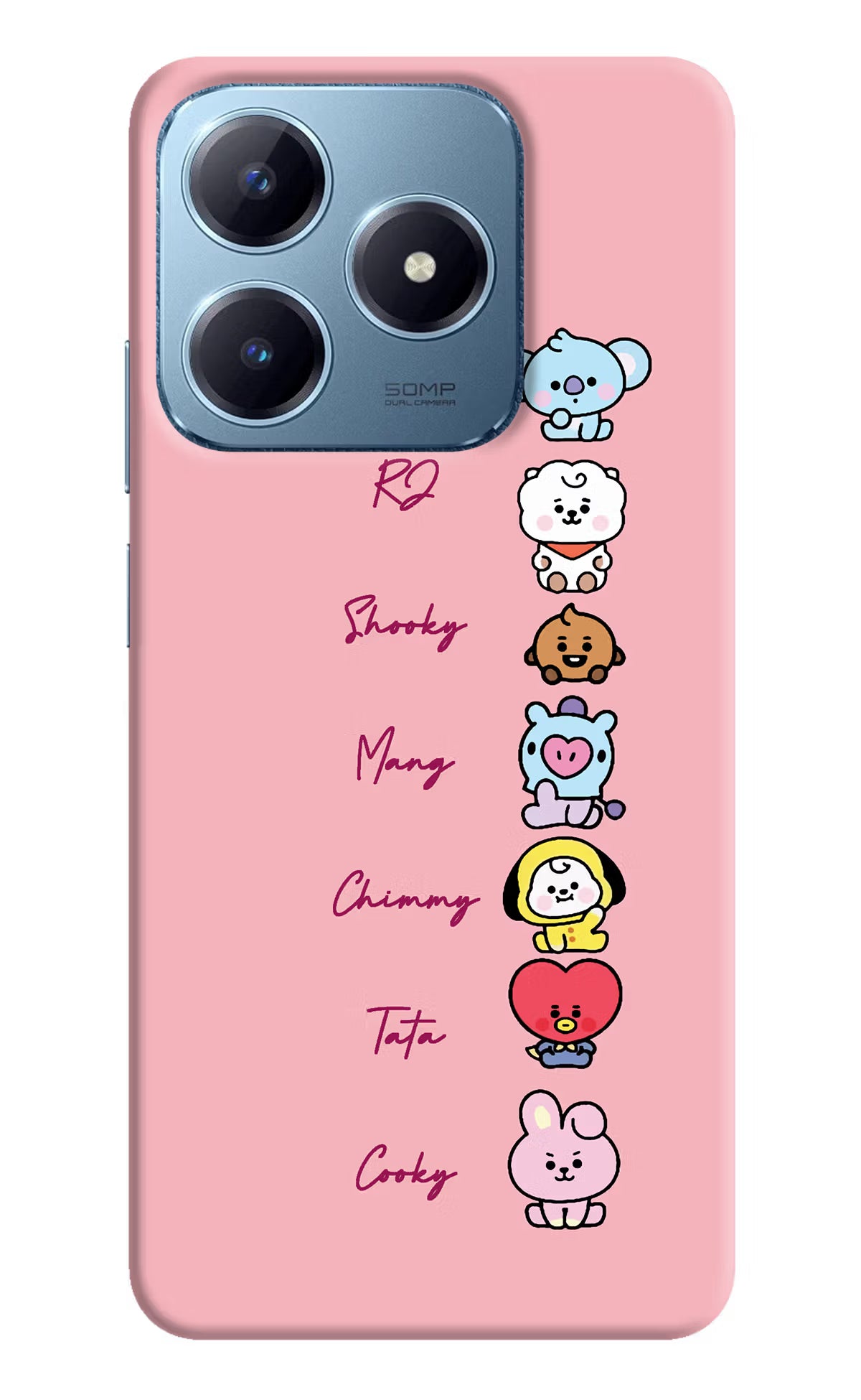 BTS names Realme Narzo N63 Hard Case Back Cover by Casekaro