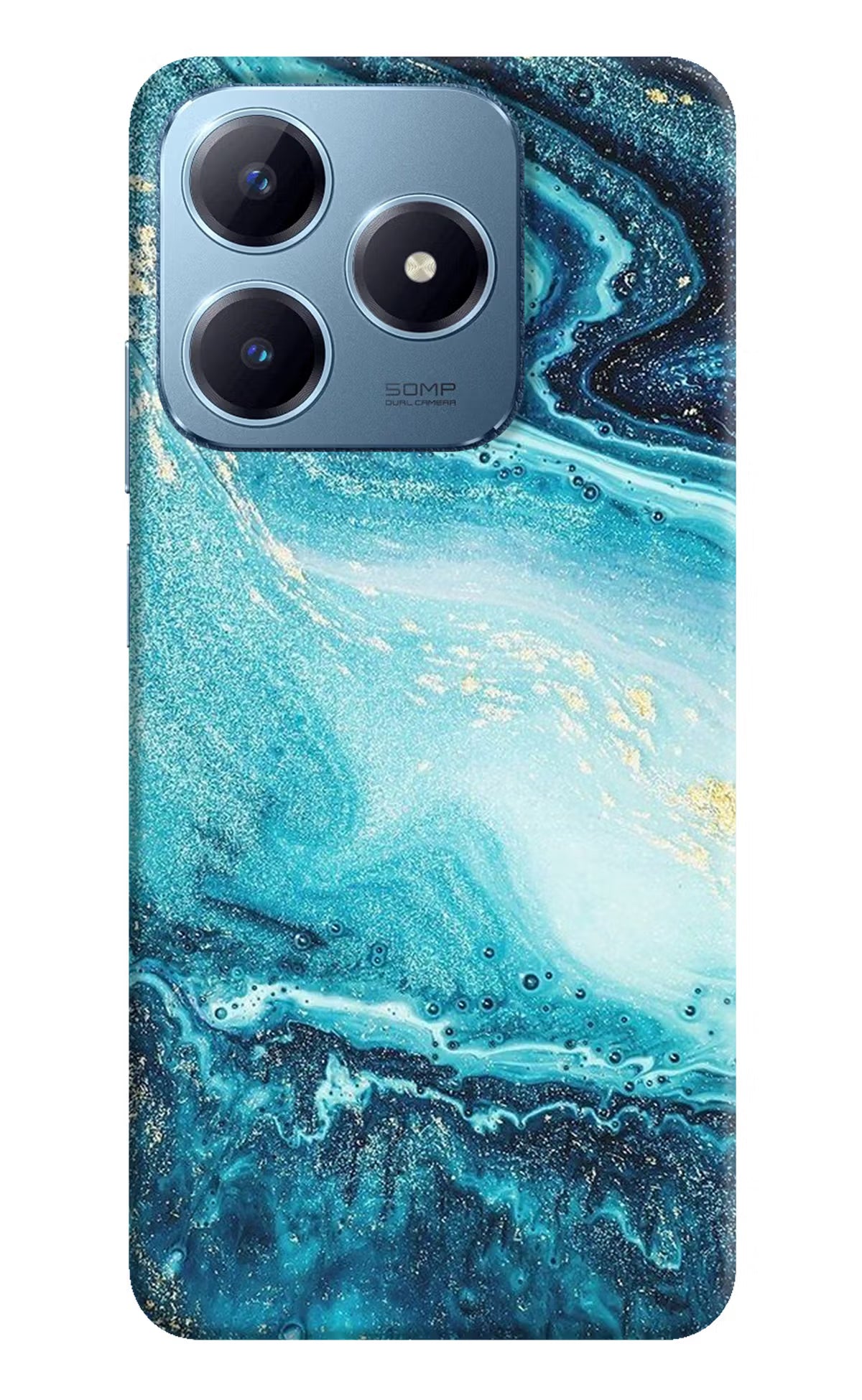 Blue Glitter Marble Realme Narzo N63 Hard Case Back Cover by Casekaro