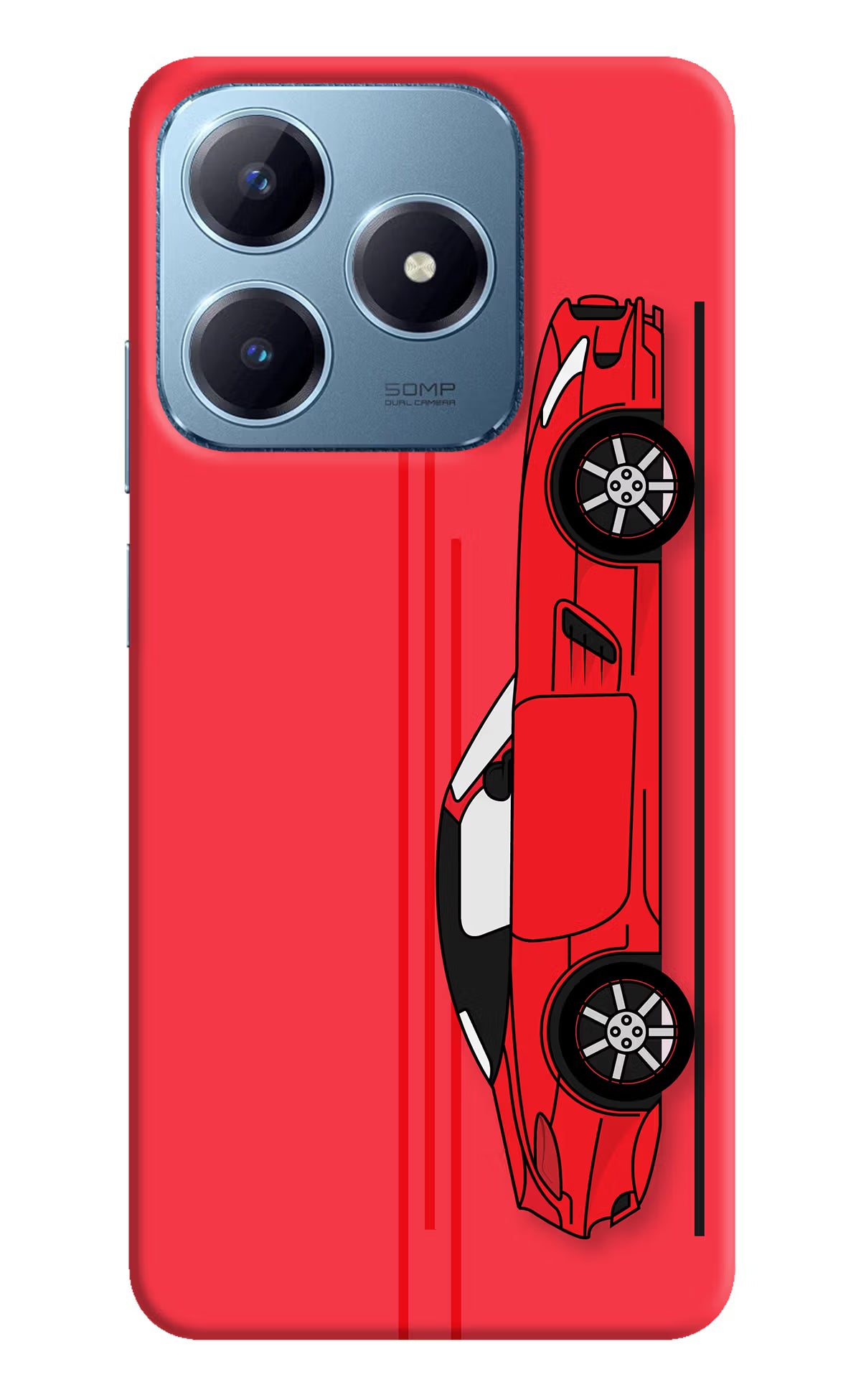 Red Velocity Realme Narzo N63 Hard Case Back Cover by Casekaro
