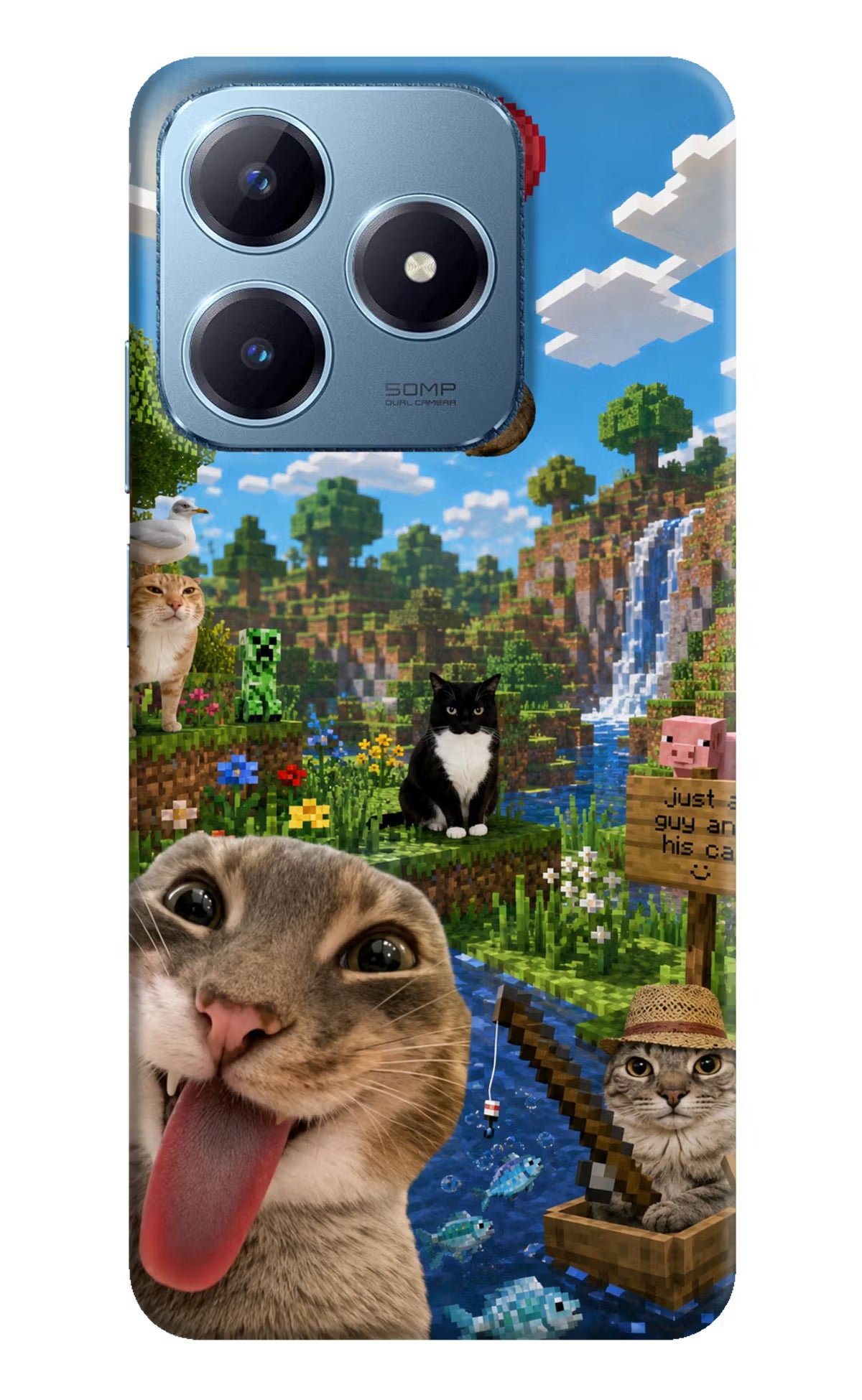 Minecraft Cat Chaos Realme Narzo N63 Back Cover