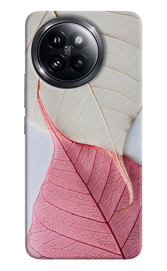 White Pink Leaf Xiaomi 14 Civi Hard Case Back Cover by Casekaro