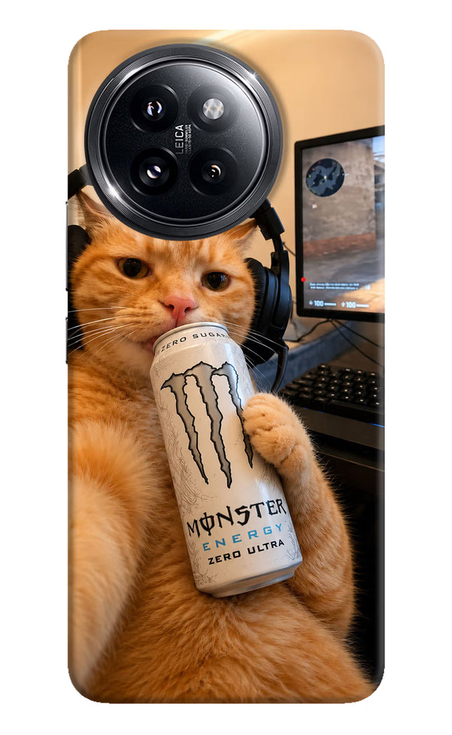 Gamer Cat Energy Xiaomi 14 Civi Hard Case Back Cover by Casekaro