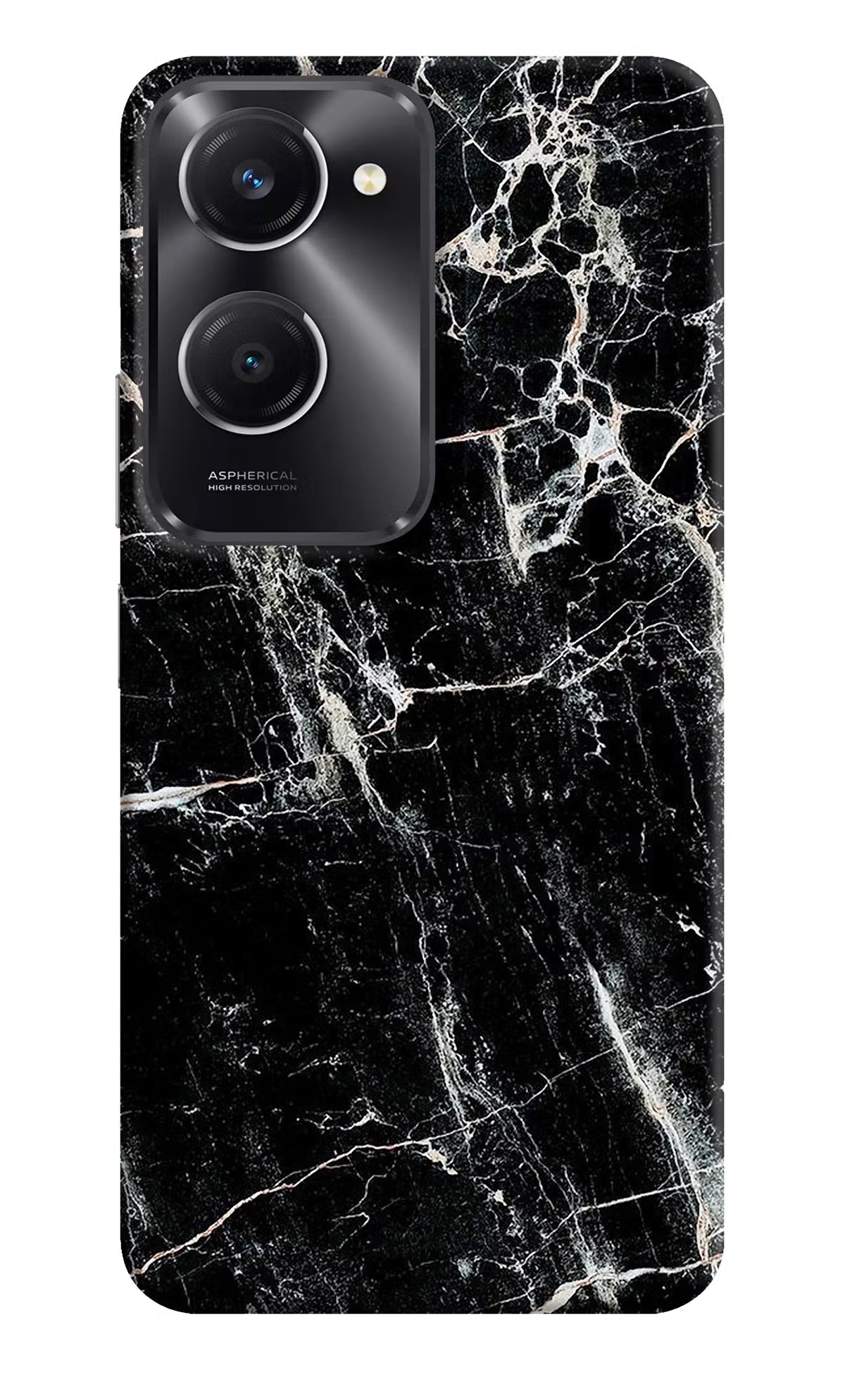 Black Marble Texture Vivo T3 Lite 5G Hard Case Back Cover by Casekaro