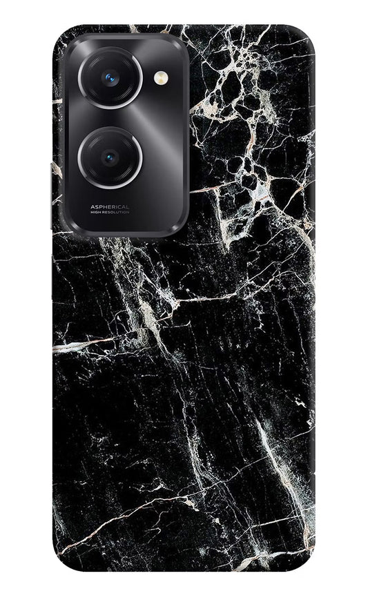 Black Marble Texture Vivo T3 Lite 5G Hard Case Back Cover by Casekaro