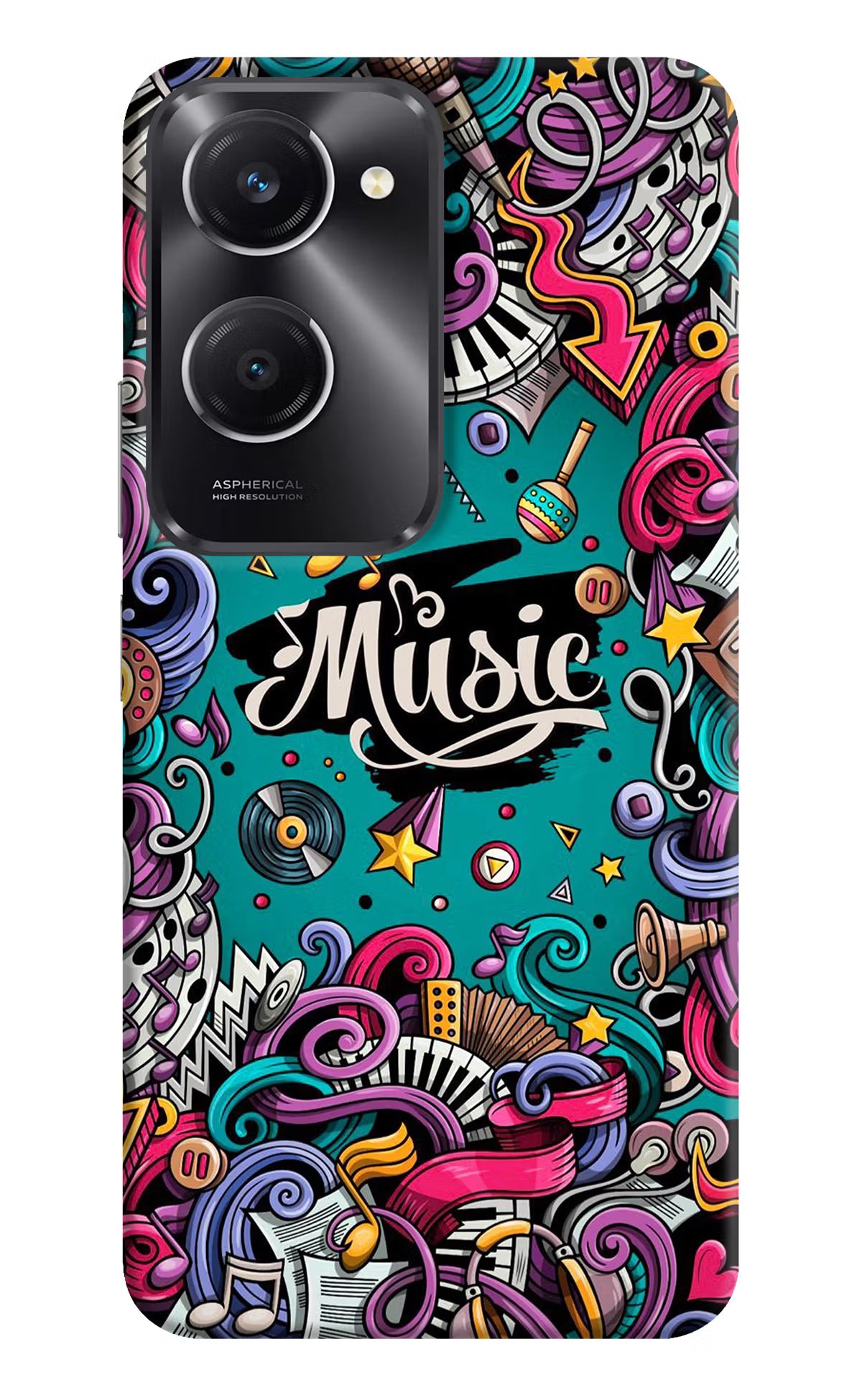 Music Graffiti Vivo T3 Lite 5G Hard Case Back Cover by Casekaro