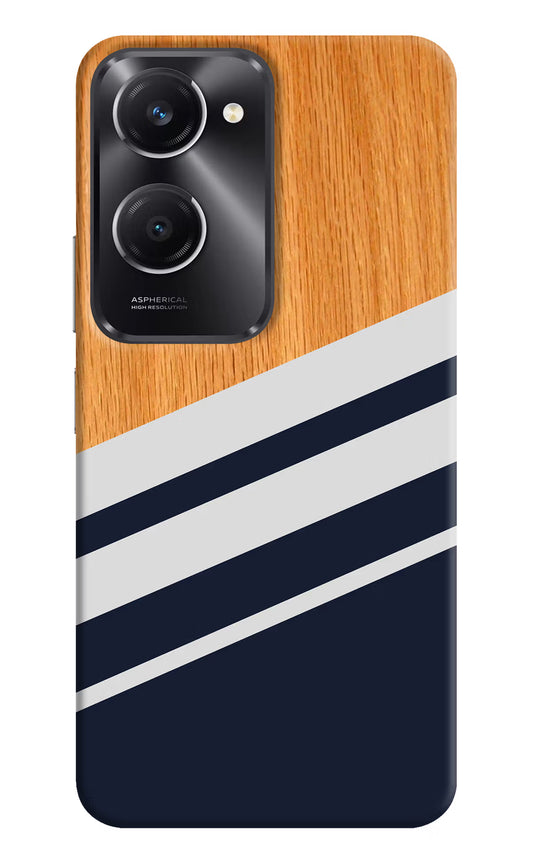 Blue and white wooden Vivo T3 Lite 5G Hard Case Back Cover by Casekaro