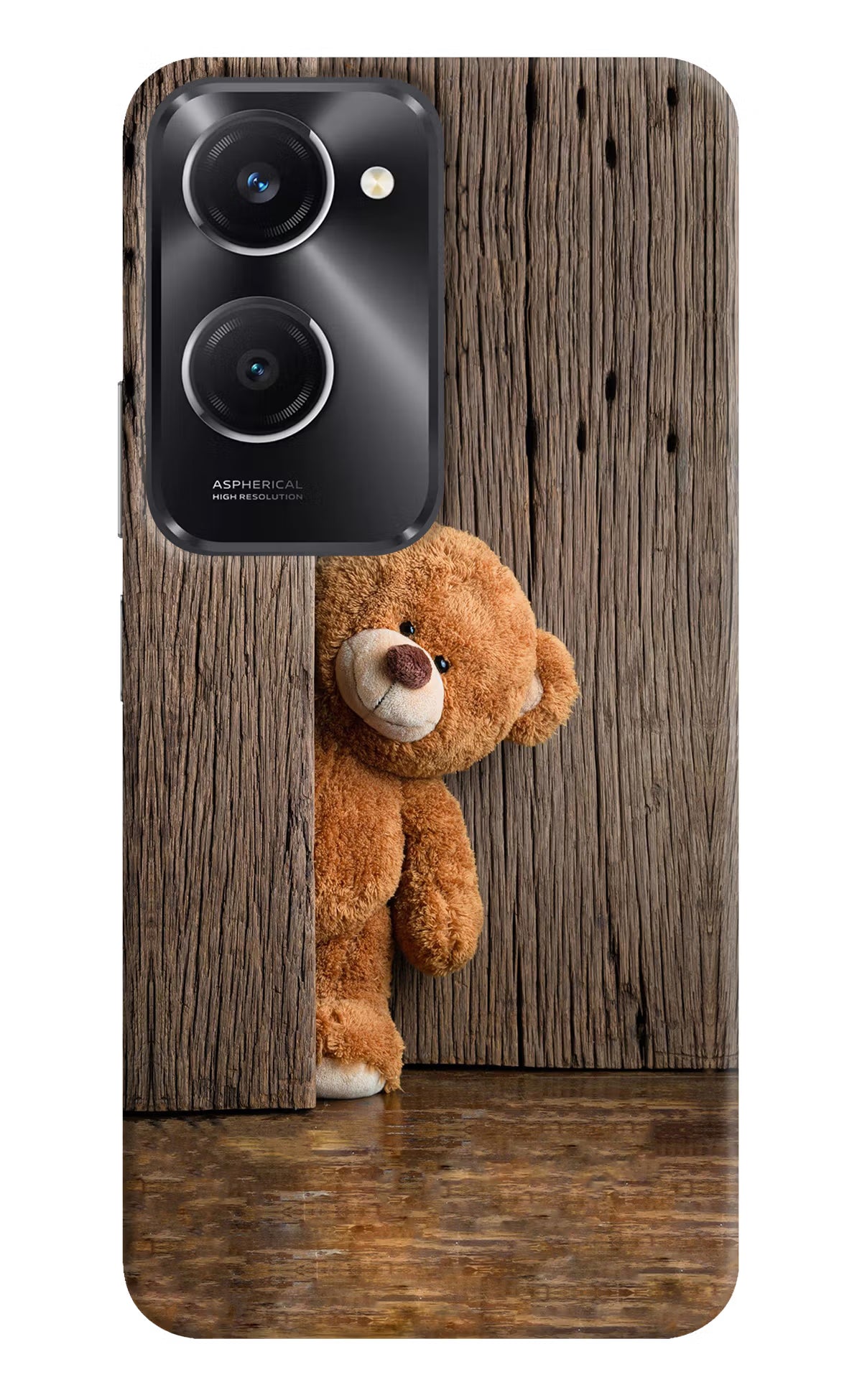 Teddy Wooden Vivo T3 Lite 5G Hard Case Back Cover by Casekaro