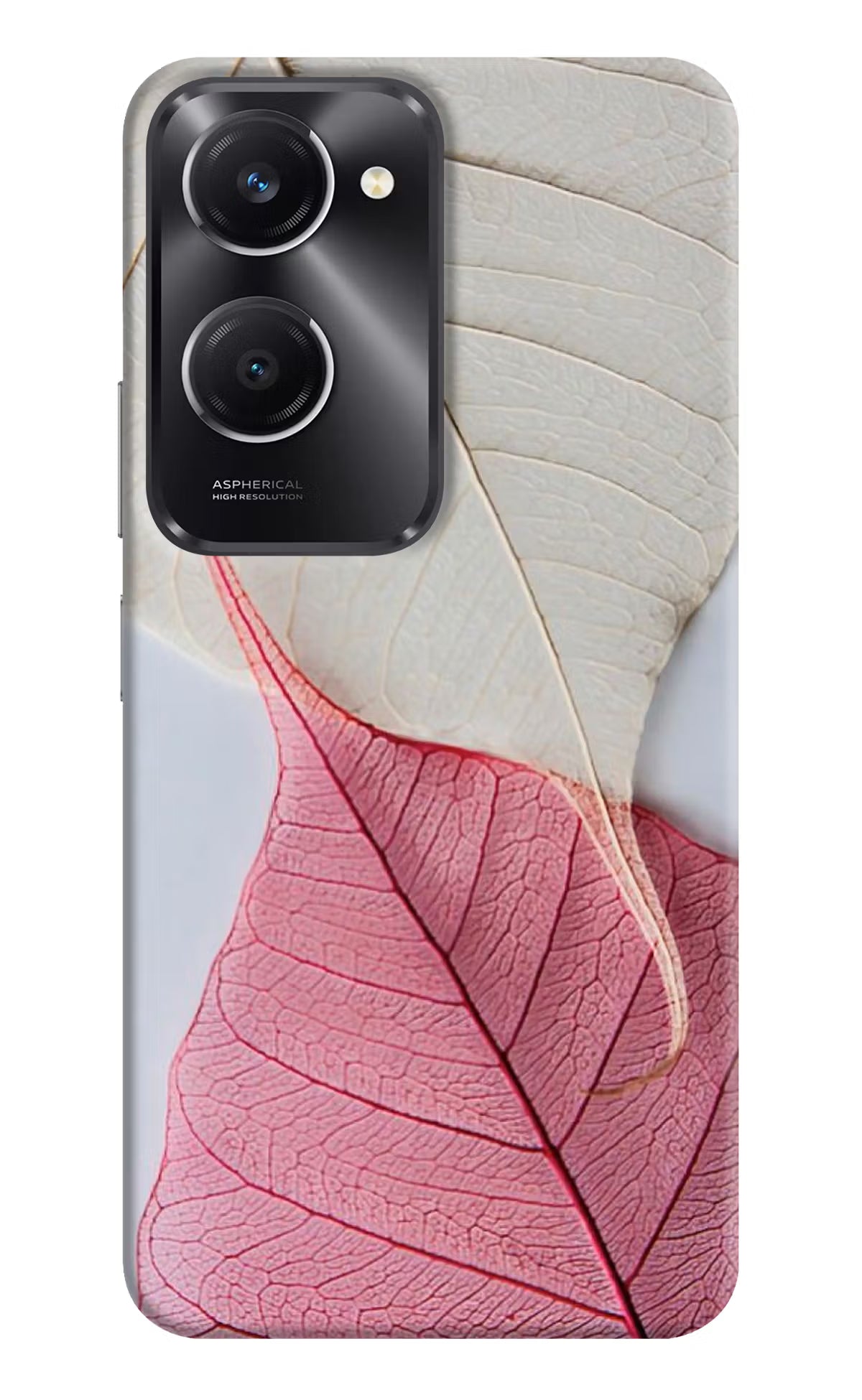White Pink Leaf Vivo T3 Lite 5G Hard Case Back Cover by Casekaro