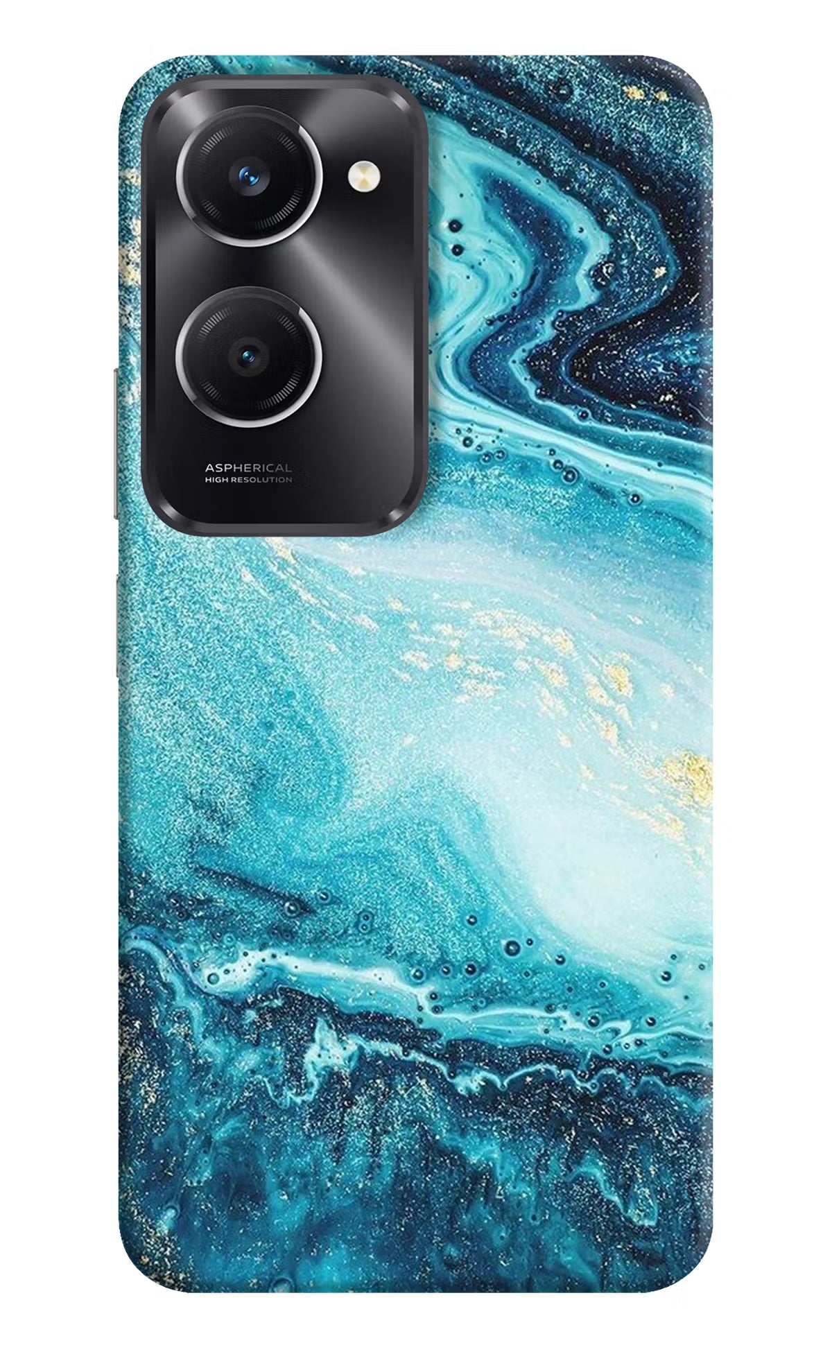 Blue Glitter Marble Vivo T3 Lite 5G Hard Case Back Cover by Casekaro