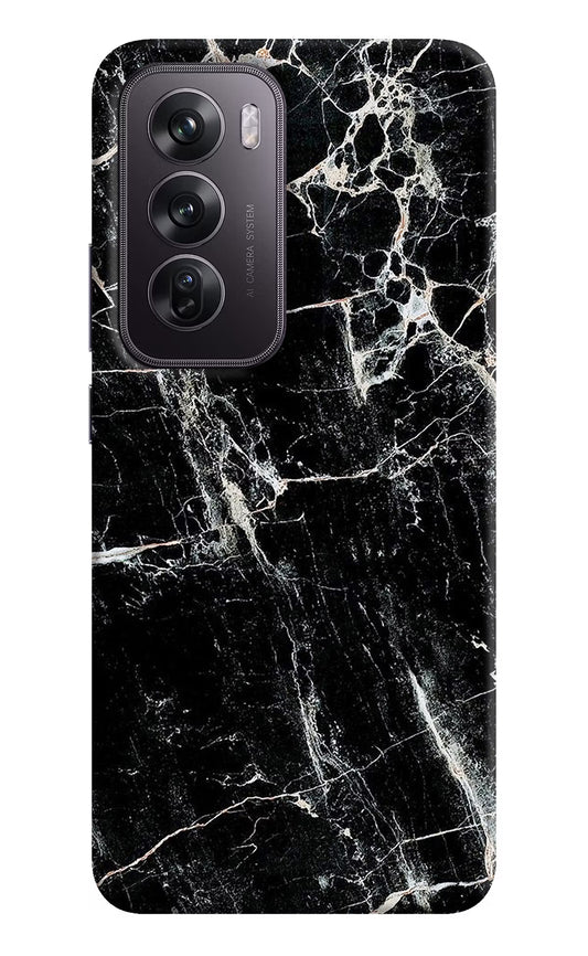 Black Marble Texture Oppo Reno12 Pro 5G Hard Case Back Cover by Casekaro