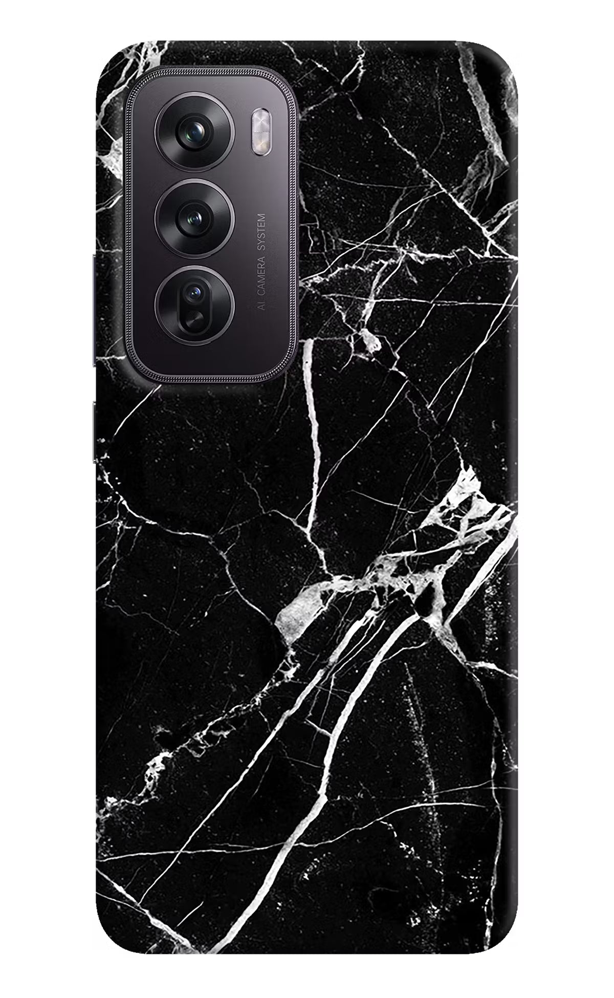 Black Marble Pattern Oppo Reno12 Pro 5G Hard Case Back Cover by Casekaro