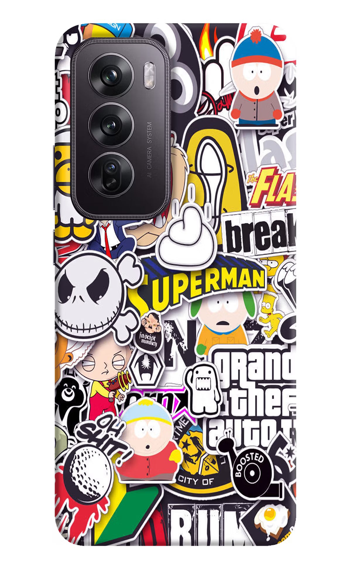 Sticker Bomb Oppo Reno12 Pro 5G Hard Case Back Cover by Casekaro