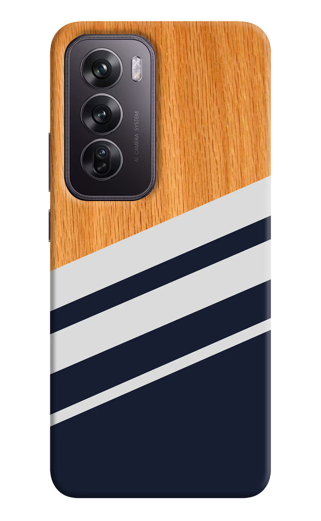 Blue and white wooden Oppo Reno12 Pro 5G Hard Case Back Cover by Casekaro