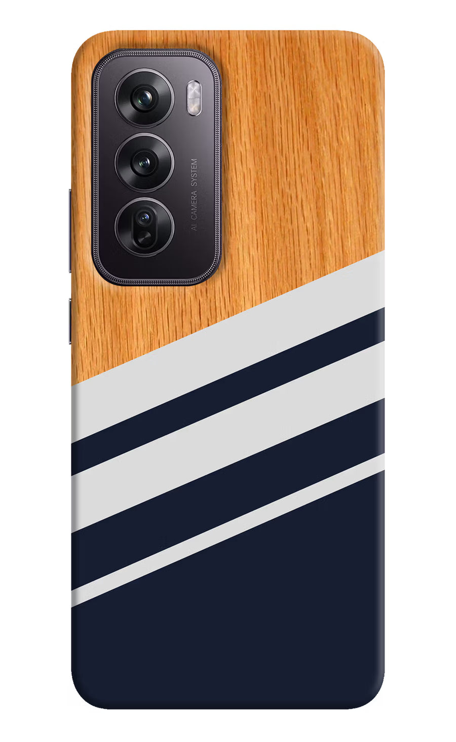 Blue and white wooden Oppo Reno12 Pro 5G Back Cover, Hard case