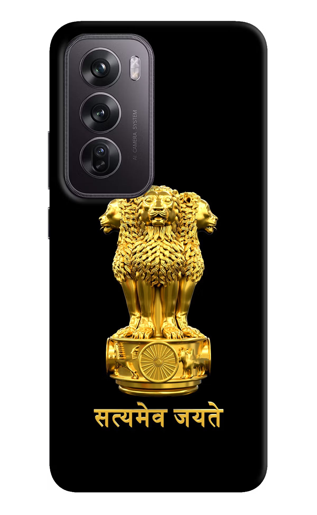 Satyamev Jayate Golden Oppo Reno12 Pro 5G Hard Case Back Cover by Casekaro