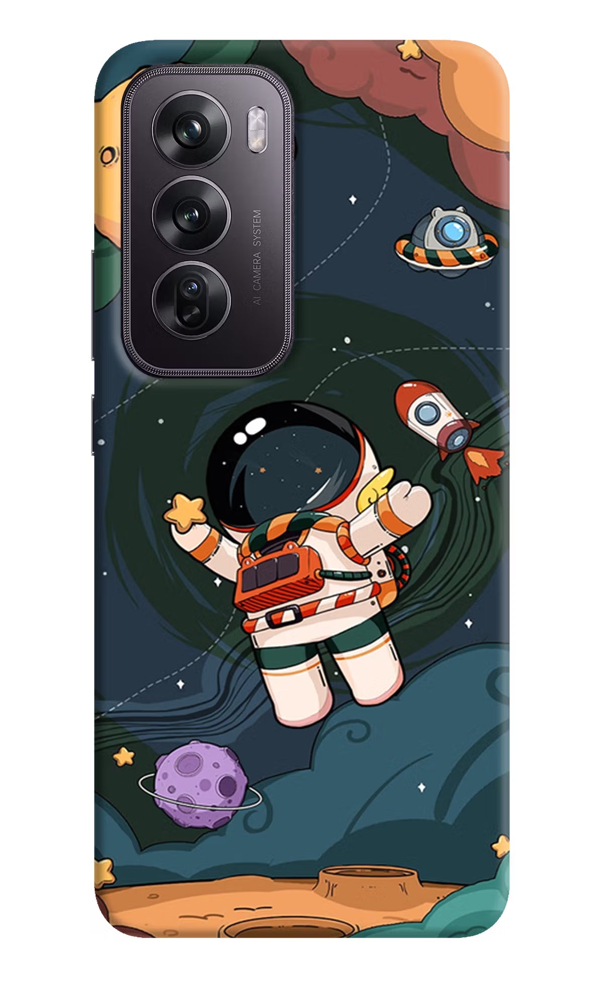 Cartoon Astronaut Oppo Reno12 Pro 5G Hard Case Back Cover by Casekaro