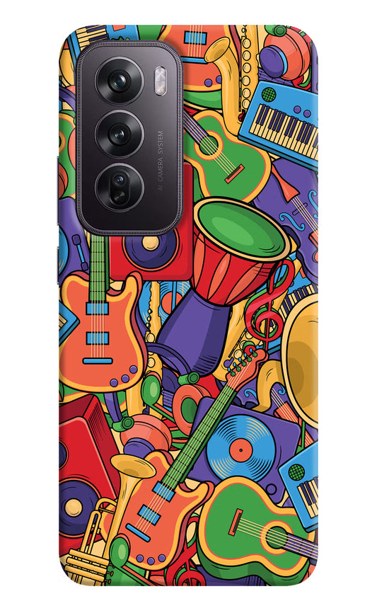 Music Instrument Doodle Oppo Reno12 Pro 5G Hard Case Back Cover by Casekaro