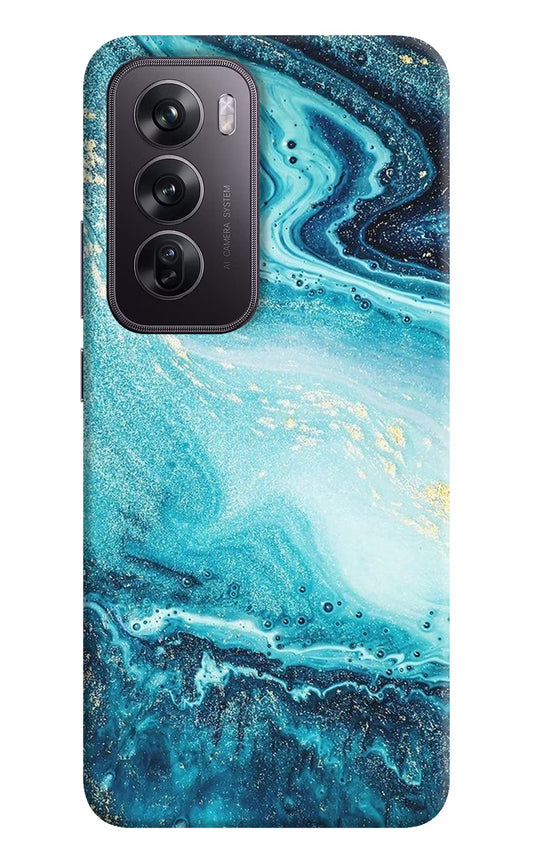 Blue Glitter Marble Oppo Reno12 Pro 5G Hard Case Back Cover by Casekaro