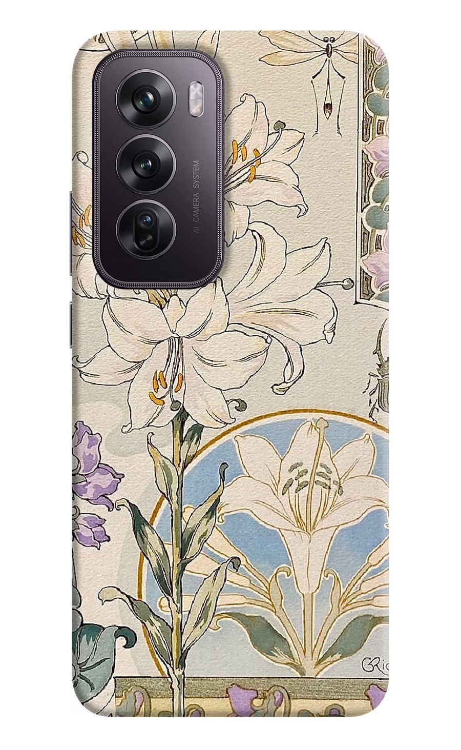 White Lily Oppo Reno12 Pro 5G Back Cover, Hard case