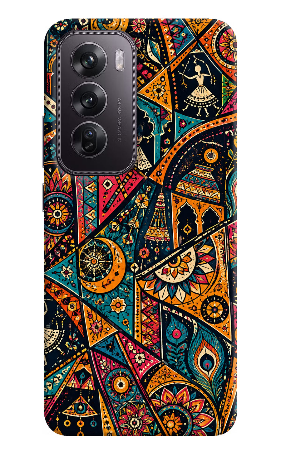 Folk Print Oppo Reno12 Pro 5G Back Cover, Hard case