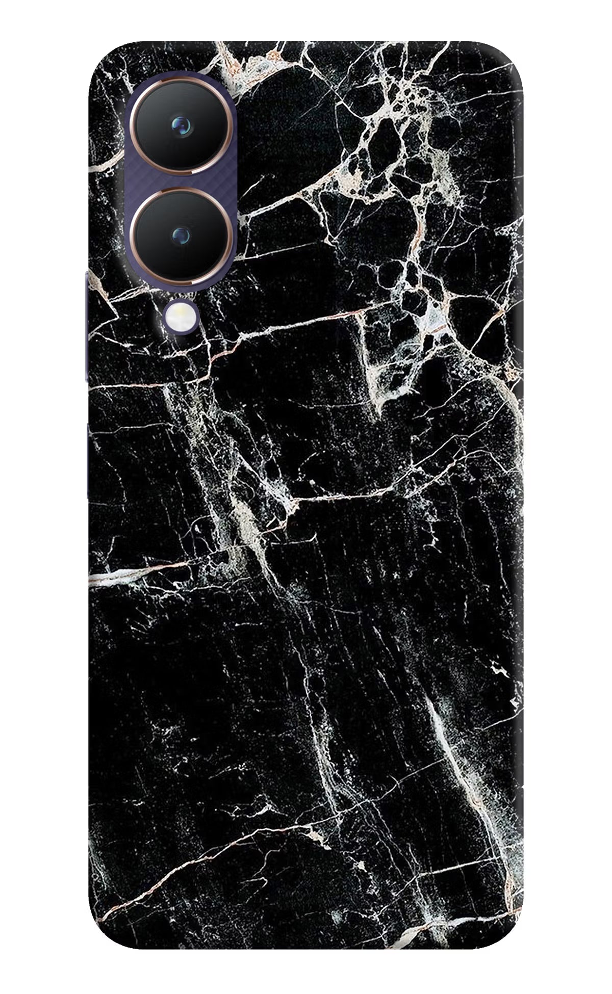 Black Marble Texture Vivo Y28 5G Hard Case Back Cover by Casekaro
