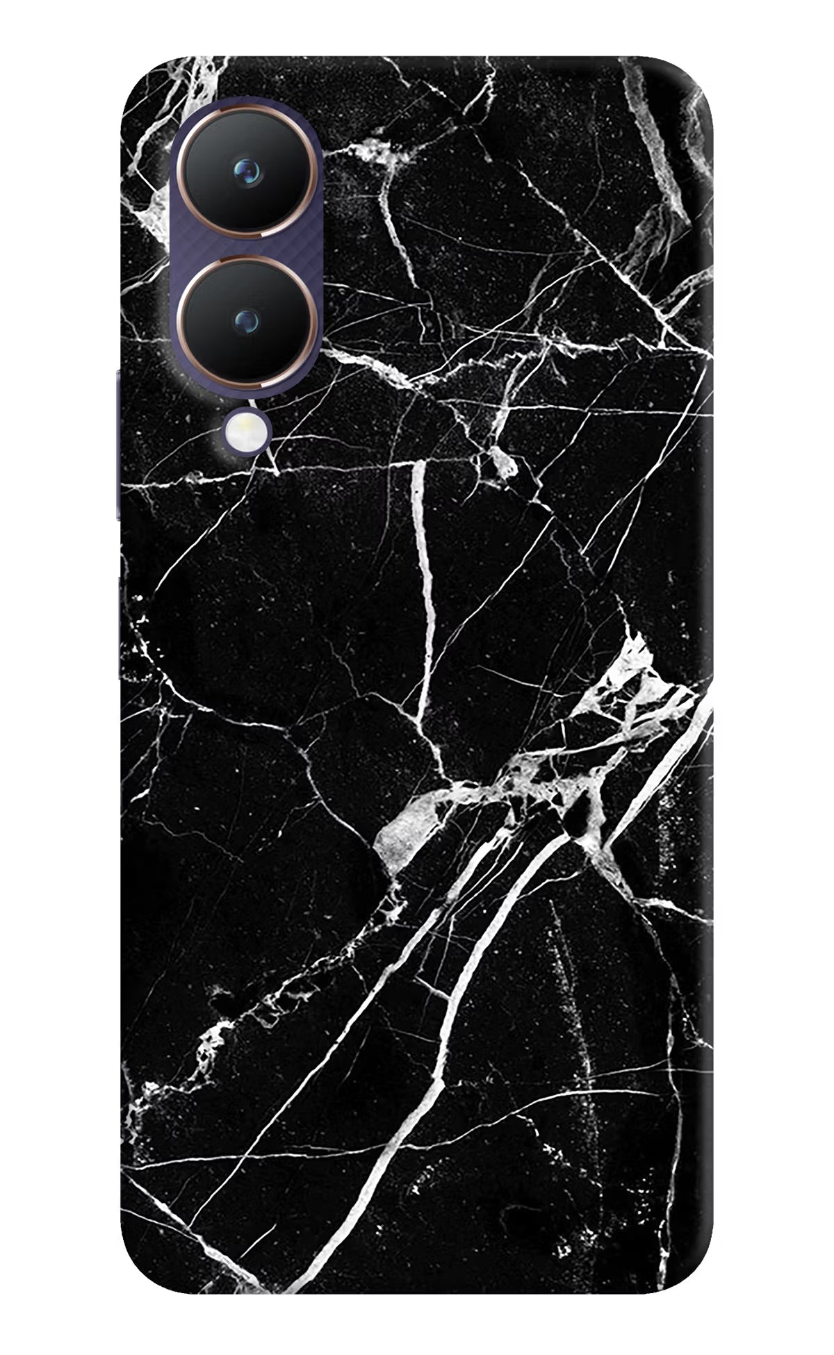 Black Marble Pattern Vivo Y28 5G Hard Case Back Cover by Casekaro