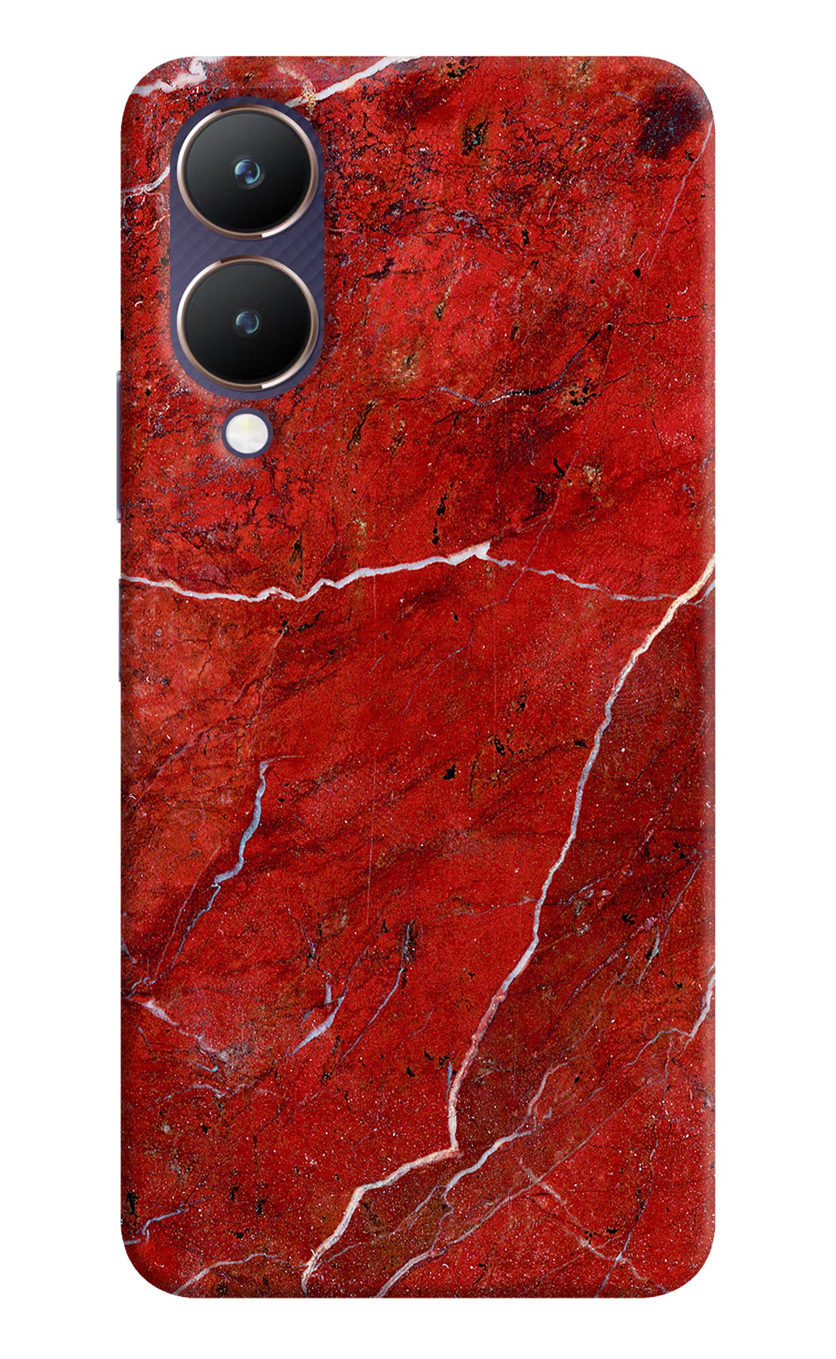 Red Marble Design Vivo Y28 5G Hard Case Back Cover by Casekaro