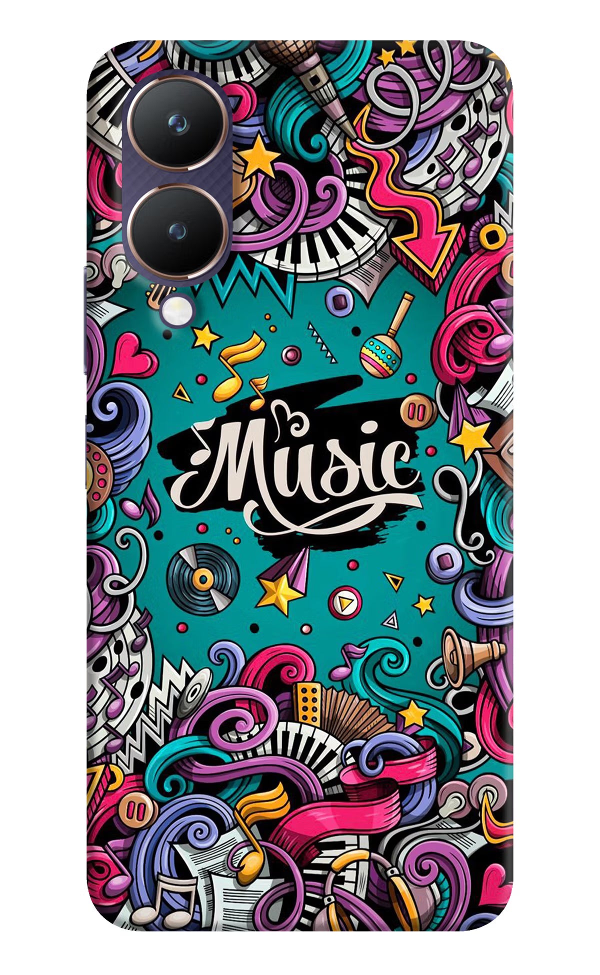 Music Graffiti Vivo Y28 5G Hard Case Back Cover by Casekaro