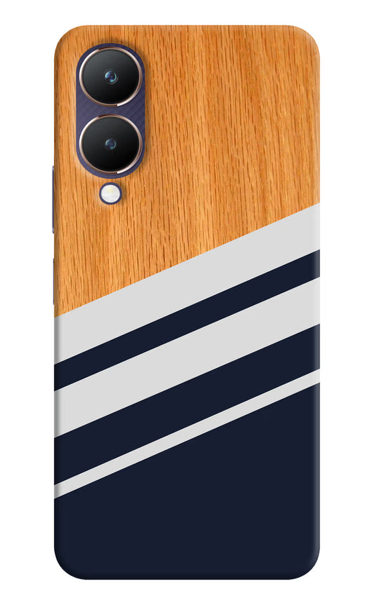 Blue and white wooden Vivo Y28 5G Hard Case Back Cover by Casekaro
