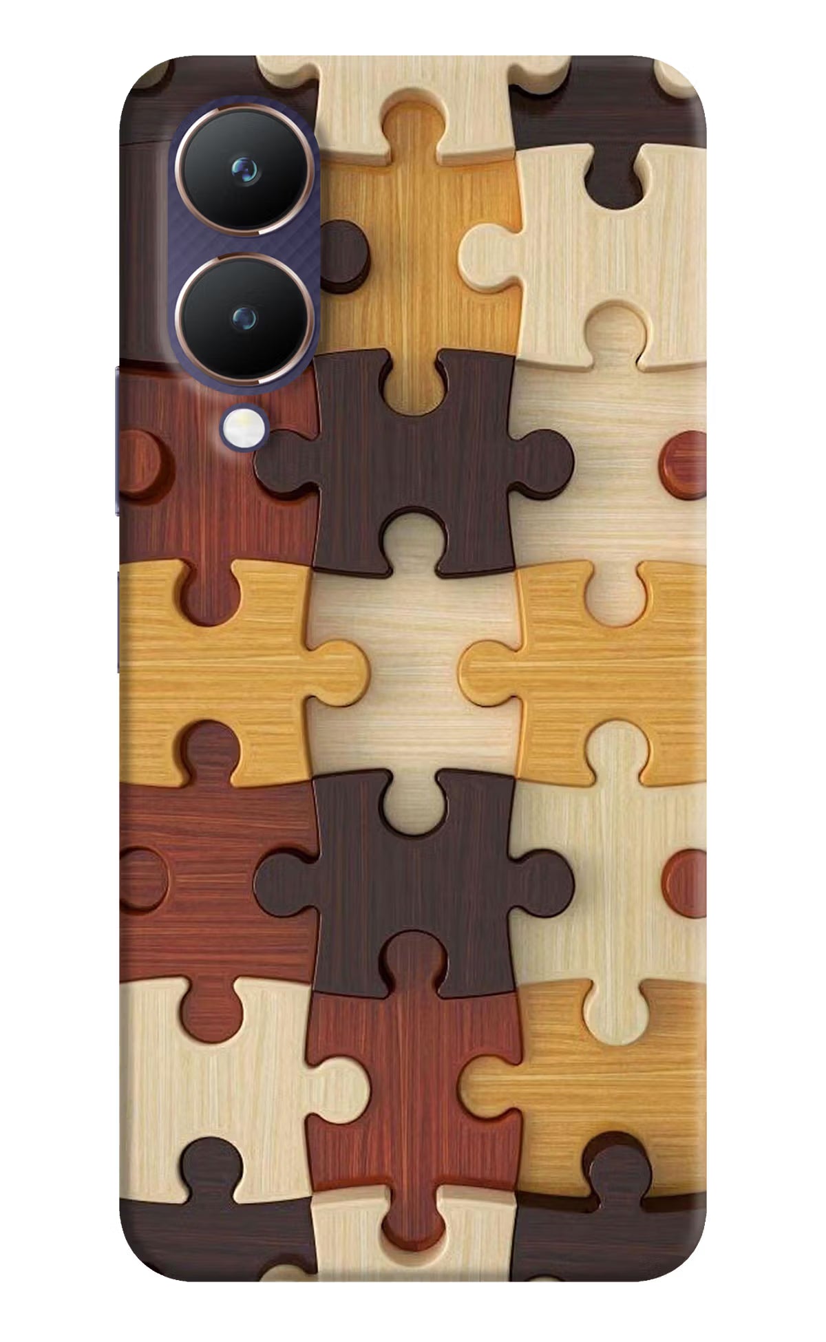 Wooden Puzzle Vivo Y28 5G Hard Case Back Cover by Casekaro