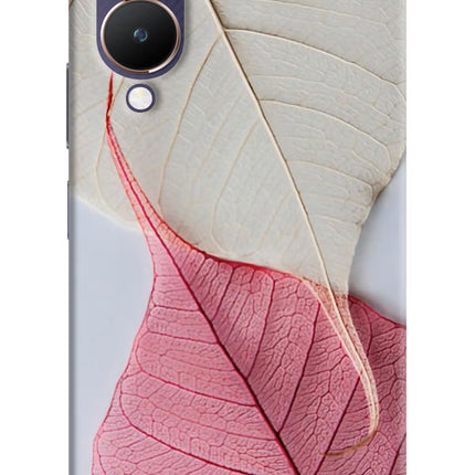 White Pink Leaf Vivo Y28 5G Hard Case Back Cover by Casekaro