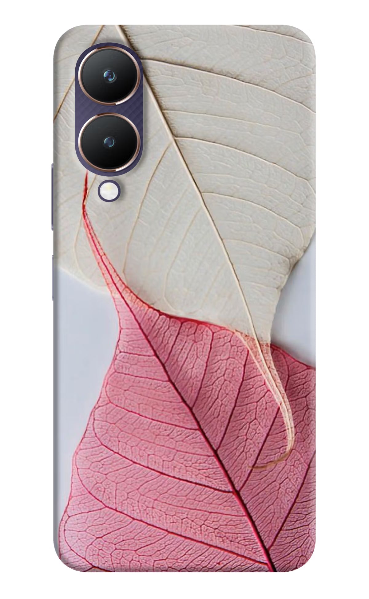 White Pink Leaf Vivo Y28 5G Hard Case Back Cover by Casekaro