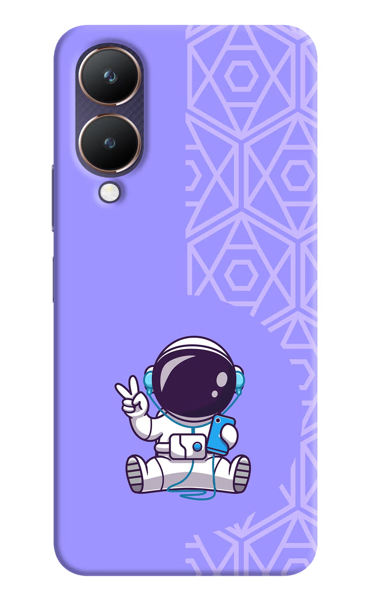 Cute Astronaut Chilling Vivo Y28 5G Hard Case Back Cover by Casekaro