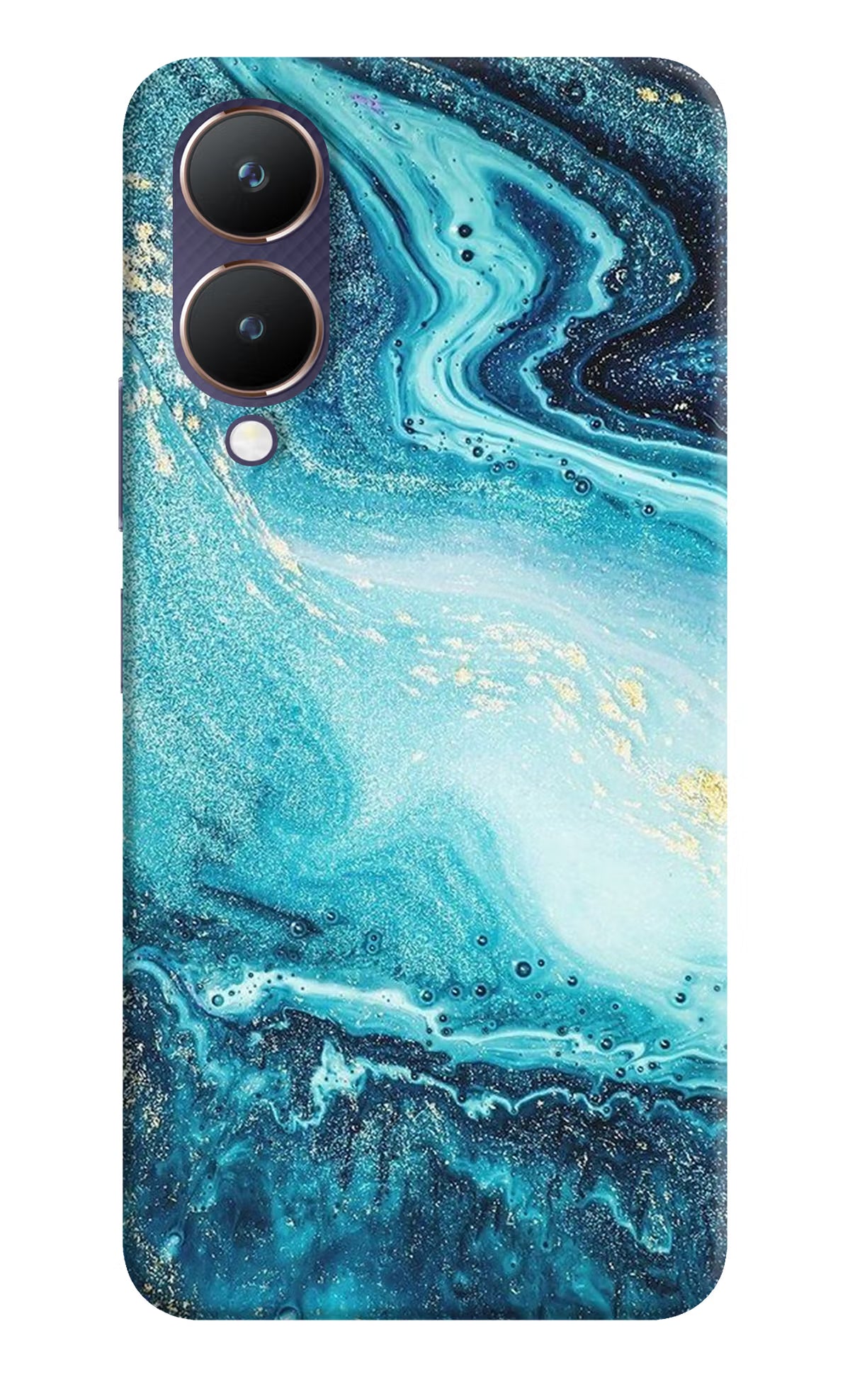 Blue Glitter Marble Vivo Y28 5G Hard Case Back Cover by Casekaro